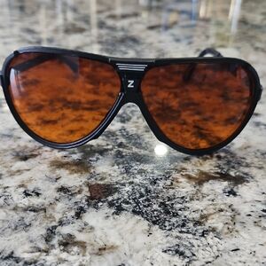 Vintage Zep Black Aviator Sunglasses with Amber Lenses